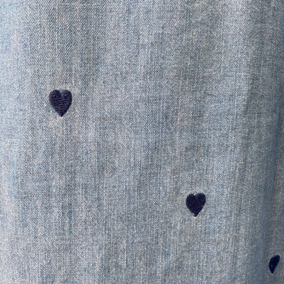 100% Cotton Denim Top with Embroidered Hearts - Picture 5 of 7